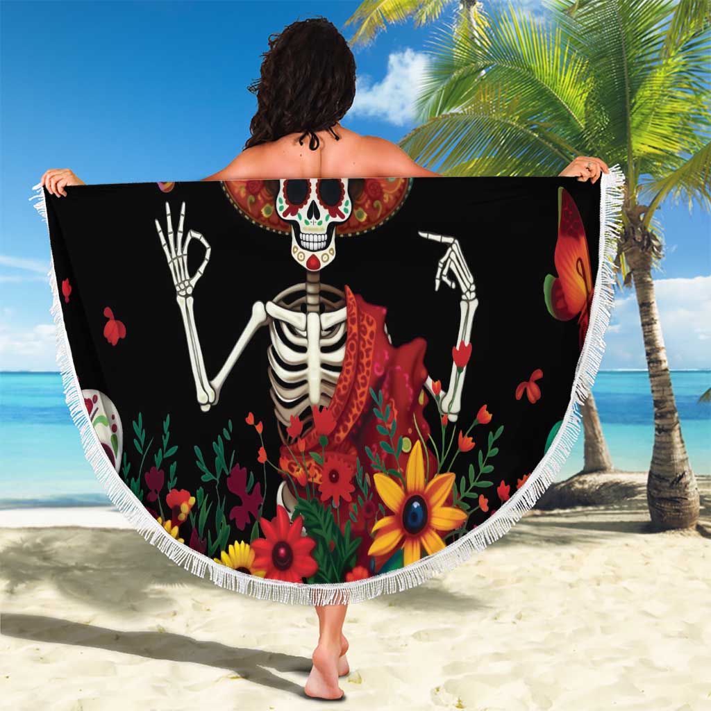 Seis Siete Dia de los Muertos Beach Blanket Mexican Funny 67 Calaca Skeleton Sombrero - Wonder Print Shop