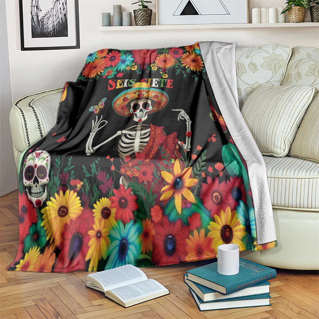 Seis Siete Dia de los Muertos Blanket Mexican Funny 67 Calaca Skeleton Sombrero - Wonder Print Shop