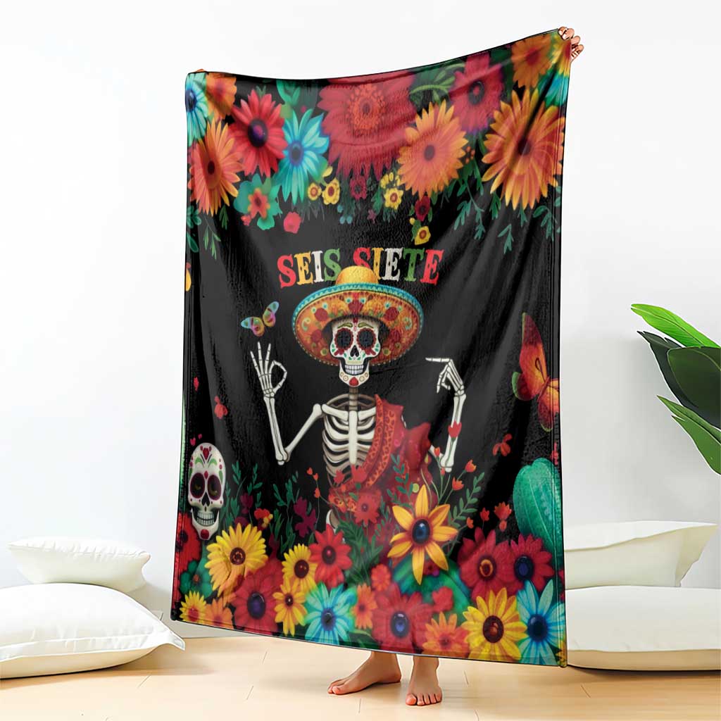 Seis Siete Dia de los Muertos Blanket Mexican Funny 67 Calaca Skeleton Sombrero - Wonder Print Shop
