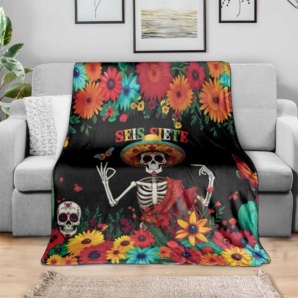 Seis Siete Dia de los Muertos Blanket Mexican Funny 67 Calaca Skeleton Sombrero - Wonder Print Shop