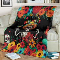 Seis Siete Dia de los Muertos Blanket Mexican Funny 67 Calaca Skeleton Sombrero - Wonder Print Shop