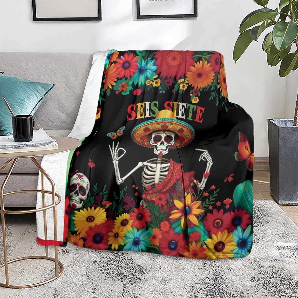 Seis Siete Dia de los Muertos Blanket Mexican Funny 67 Calaca Skeleton Sombrero - Wonder Print Shop