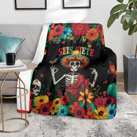 Seis Siete Dia de los Muertos Blanket Mexican Funny 67 Calaca Skeleton Sombrero - Wonder Print Shop