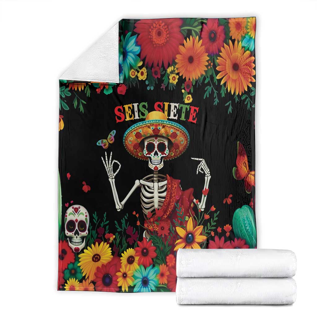 Seis Siete Dia de los Muertos Blanket Mexican Funny 67 Calaca Skeleton Sombrero - Wonder Print Shop