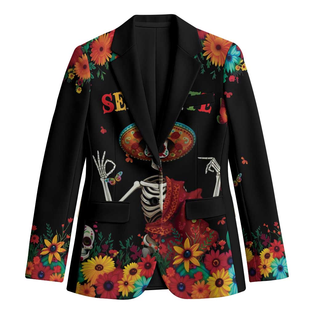 Seis Siete Dia de los Muertos Blazer Mexican Funny 67 Calaca Skeleton Sombrero - Wonder Print Shop