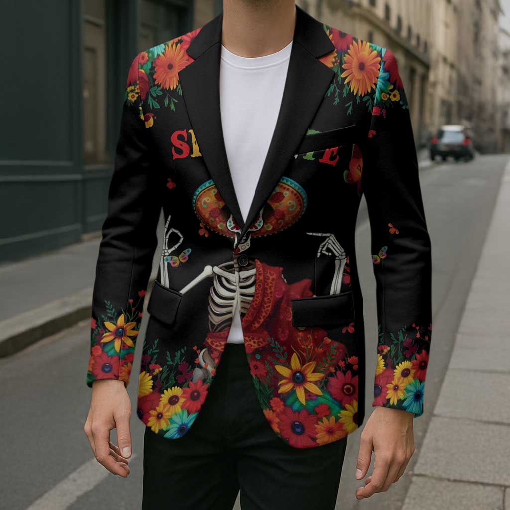 Seis Siete Dia de los Muertos Blazer Mexican Funny 67 Calaca Skeleton Sombrero - Wonder Print Shop