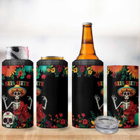 Seis Siete Dia de los Muertos 4 in 1 Can Cooler Tumbler Mexican Funny 67 Calaca Skeleton Sombrero - Wonder Print Shop