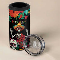Seis Siete Dia de los Muertos 4 in 1 Can Cooler Tumbler Mexican Funny 67 Calaca Skeleton Sombrero - Wonder Print Shop
