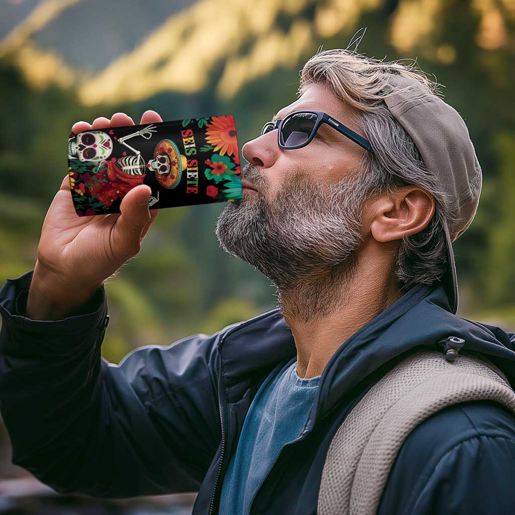 Seis Siete Dia de los Muertos 4 in 1 Can Cooler Tumbler Mexican Funny 67 Calaca Skeleton Sombrero - Wonder Print Shop