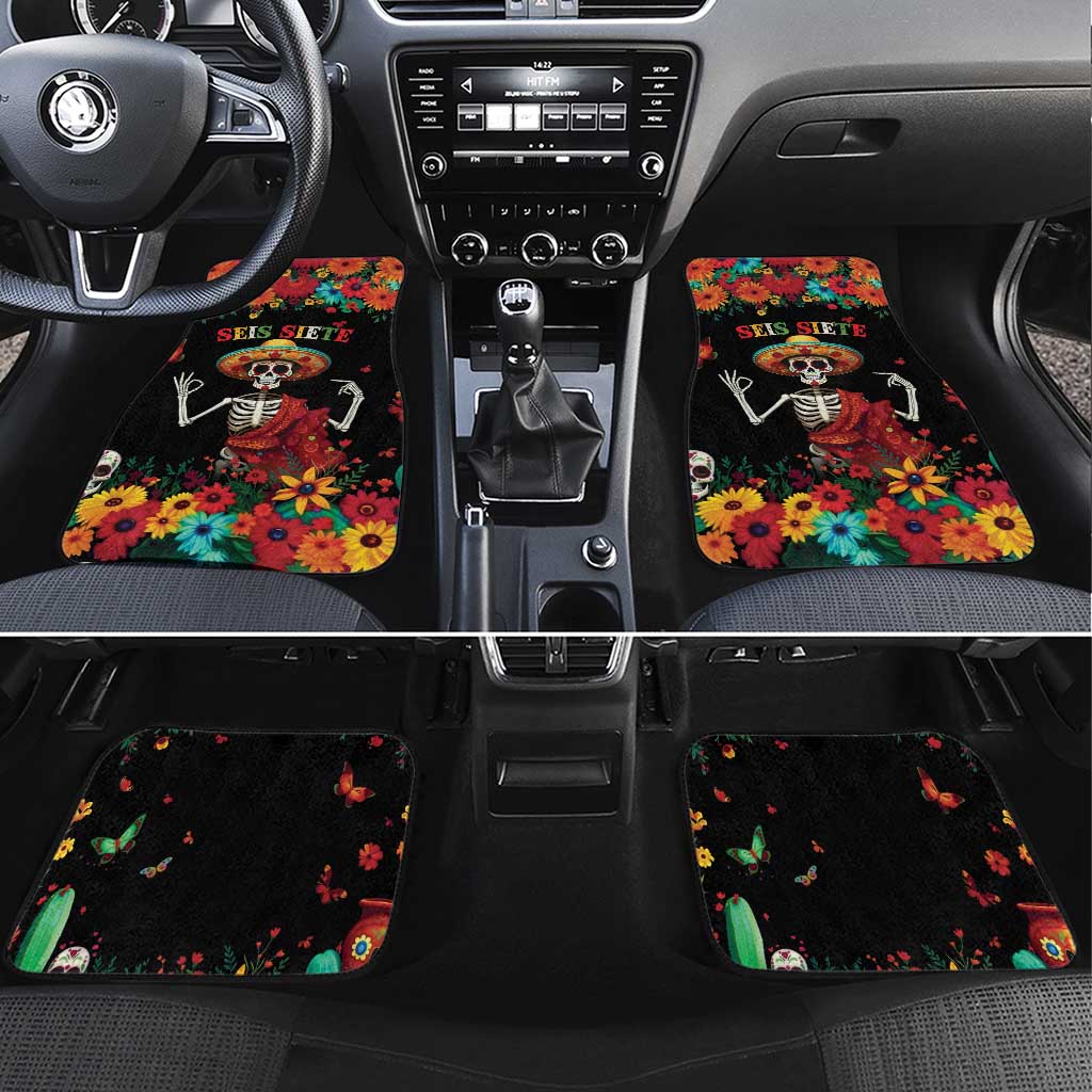 Seis Siete Dia de los Muertos Car Mats Mexican Funny 67 Calaca Skeleton Sombrero - Wonder Print Shop