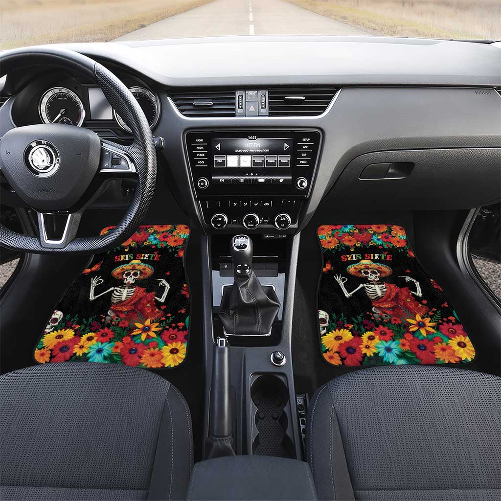 Seis Siete Dia de los Muertos Car Mats Mexican Funny 67 Calaca Skeleton Sombrero - Wonder Print Shop