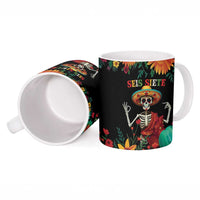 Seis Siete Dia de los Muertos Ceramic Mug Mexican Funny 67 Calaca Skeleton Sombrero - Wonder Print Shop