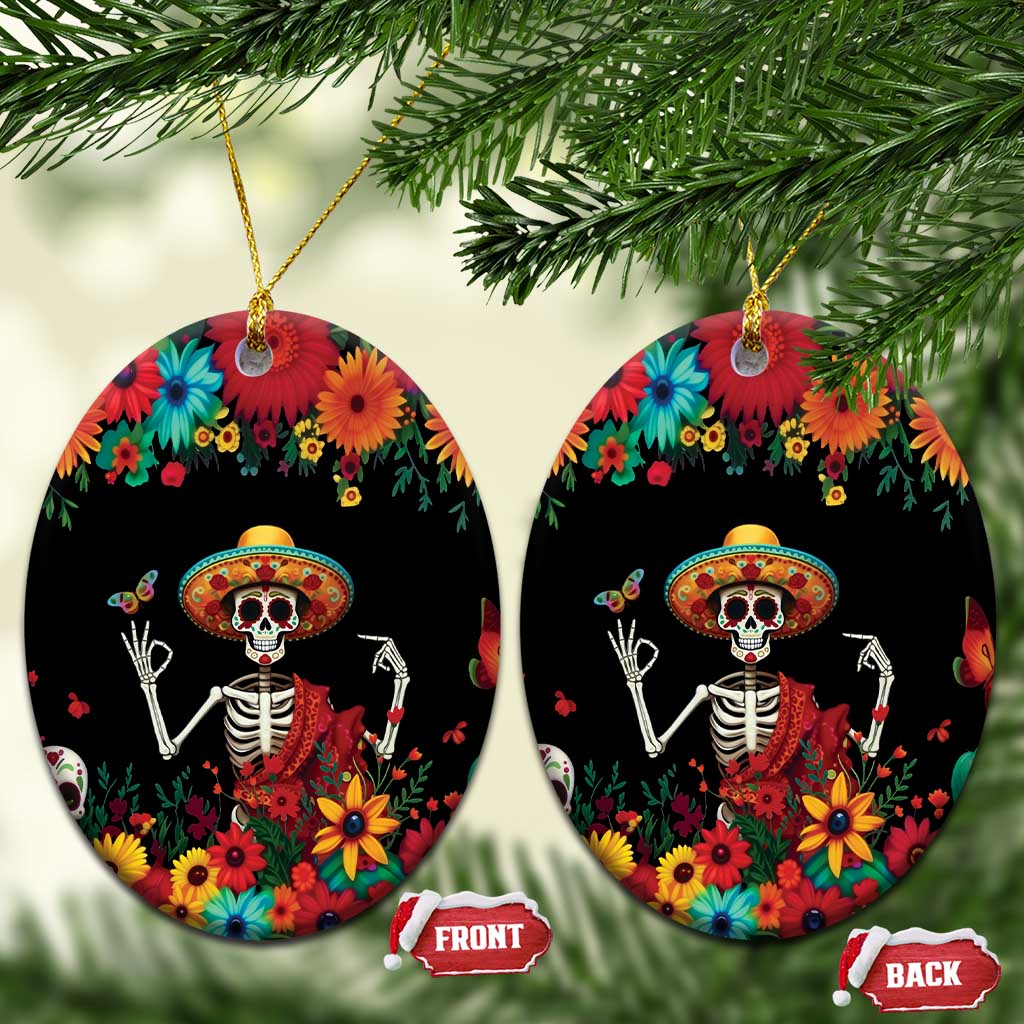 Seis Siete Dia de los Muertos Ceramic Ornament Mexican Funny 67 Calaca Skeleton Sombrero - Wonder Print Shop