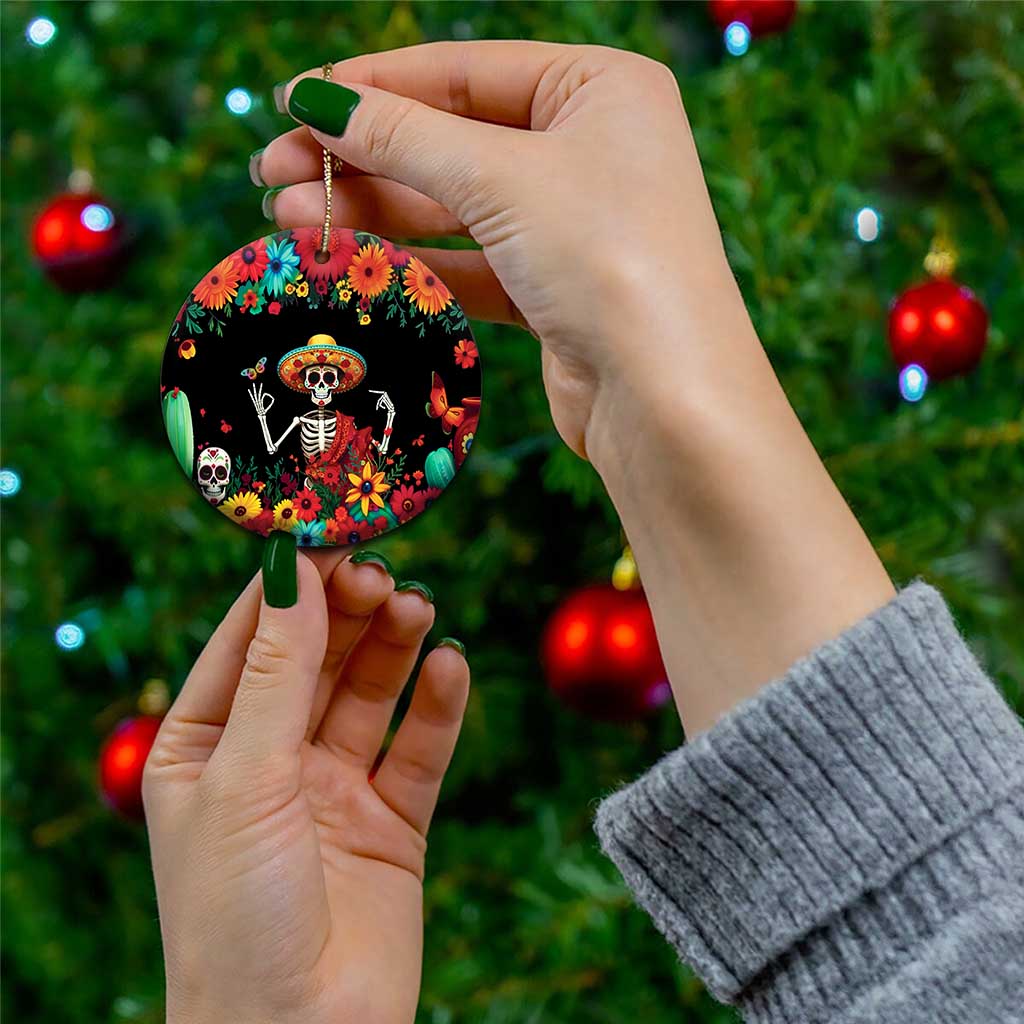 Seis Siete Dia de los Muertos Ceramic Ornament Mexican Funny 67 Calaca Skeleton Sombrero - Wonder Print Shop