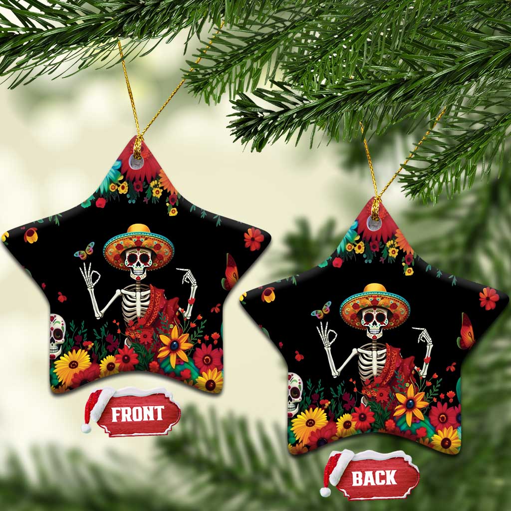 Seis Siete Dia de los Muertos Ceramic Ornament Mexican Funny 67 Calaca Skeleton Sombrero - Wonder Print Shop