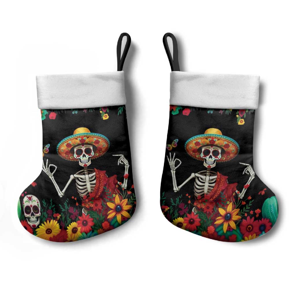 Seis Siete Dia de los Muertos Christmas Stocking Mexican Funny 67 Calaca Skeleton Sombrero - Wonder Print Shop
