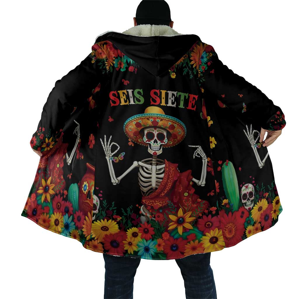 Seis Siete Dia de los Muertos Cloak Mexican Funny 67 Calaca Skeleton Sombrero - Wonder Print Shop