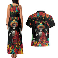 Seis Siete Dia de los Muertos Couples Matching Tank Maxi Dress and Hawaiian Shirt Mexican Funny 67 Calaca Skeleton Sombrero - Wonder Print Shop