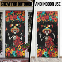 Seis Siete Dia de los Muertos Door Cover Mexican Funny 67 Calaca Skeleton Sombrero - Wonder Print Shop