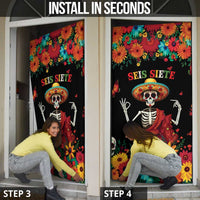 Seis Siete Dia de los Muertos Door Cover Mexican Funny 67 Calaca Skeleton Sombrero - Wonder Print Shop