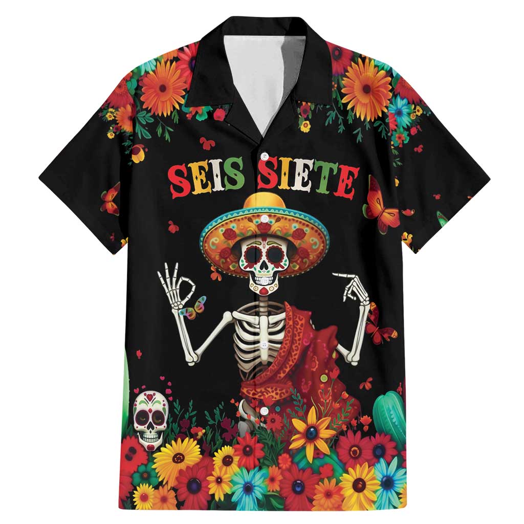 Seis Siete Dia de los Muertos Family Matching Mermaid Dress and Hawaiian Shirt Mexican Funny 67 Calaca Skeleton Sombrero - Wonder Print Shop