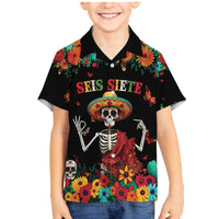 Seis Siete Dia de los Muertos Family Matching Mermaid Dress and Hawaiian Shirt Mexican Funny 67 Calaca Skeleton Sombrero - Wonder Print Shop