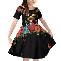 Seis Siete Dia de los Muertos Family Matching Off Shoulder Short Dress and Hawaiian Shirt Mexican Funny 67 Calaca Skeleton Sombrero - Wonder Print Shop
