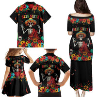Seis Siete Dia de los Muertos Family Matching Puletasi and Hawaiian Shirt Mexican Funny 67 Calaca Skeleton Sombrero - Wonder Print Shop