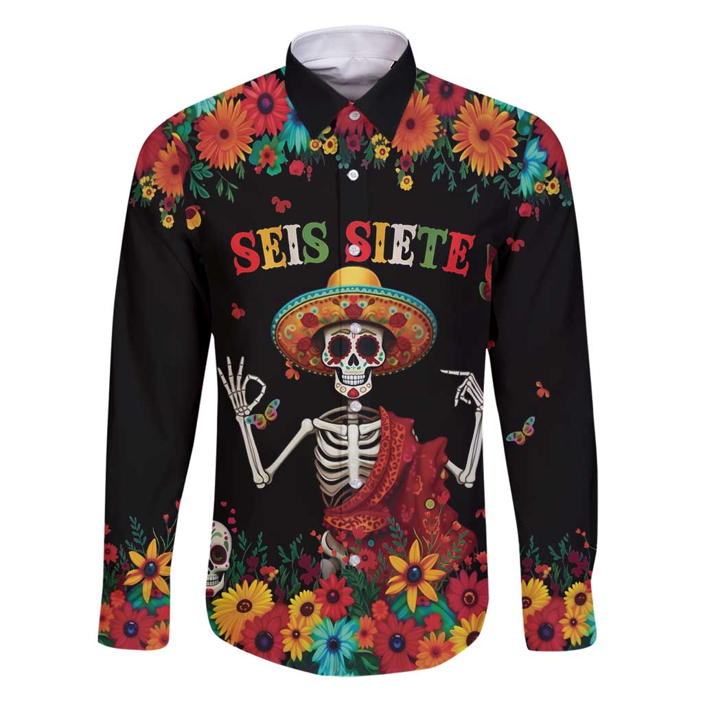 Seis Siete Dia de los Muertos Family Matching Puletasi and Hawaiian Shirt Mexican Funny 67 Calaca Skeleton Sombrero - Wonder Print Shop