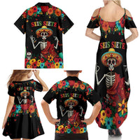 Seis Siete Dia de los Muertos Family Matching Summer Maxi Dress and Hawaiian Shirt Mexican Funny 67 Calaca Skeleton Sombrero - Wonder Print Shop