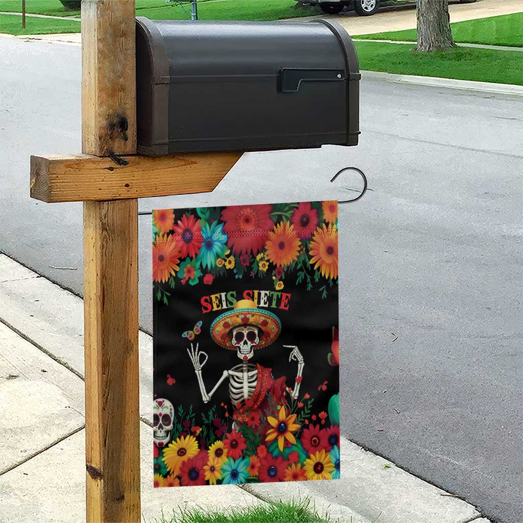Seis Siete Dia de los Muertos Garden Flag Mexican Funny 67 Calaca Skeleton Sombrero - Wonder Print Shop