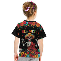 Seis Siete Dia de los Muertos Kid T Shirt Mexican Funny 67 Calaca Skeleton Sombrero - Wonder Print Shop