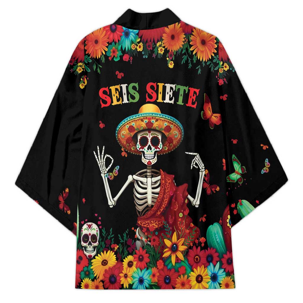 Seis Siete Dia de los Muertos Kimono Mexican Funny 67 Calaca Skeleton Sombrero - Wonder Print Shop