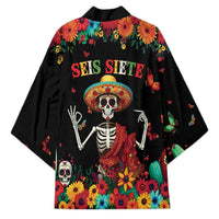 Seis Siete Dia de los Muertos Kimono Mexican Funny 67 Calaca Skeleton Sombrero - Wonder Print Shop