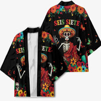 Seis Siete Dia de los Muertos Kimono Mexican Funny 67 Calaca Skeleton Sombrero - Wonder Print Shop