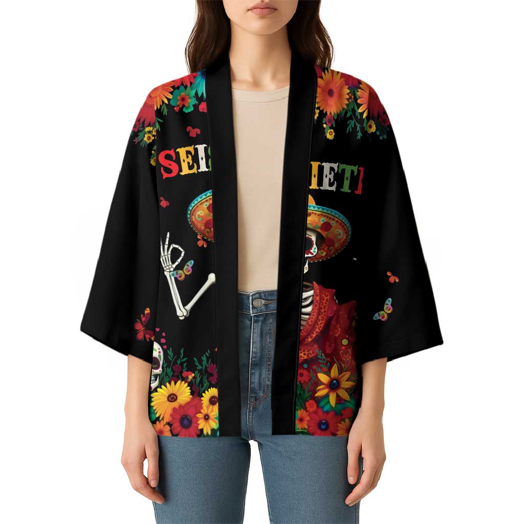 Seis Siete Dia de los Muertos Kimono Mexican Funny 67 Calaca Skeleton Sombrero - Wonder Print Shop