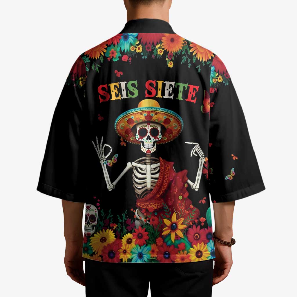 Seis Siete Dia de los Muertos Kimono Mexican Funny 67 Calaca Skeleton Sombrero - Wonder Print Shop