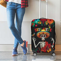 Seis Siete Dia de los Muertos Luggage Cover Mexican Funny 67 Calaca Skeleton Sombrero - Wonder Print Shop
