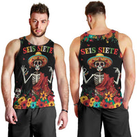 Seis Siete Dia de los Muertos Men Tank Top Mexican Funny 67 Calaca Skeleton Sombrero - Wonder Print Shop