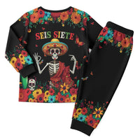 Seis Siete Dia de los Muertos Christmas Pajama Set Mexican Funny 67 Calaca Skeleton Sombrero - Wonder Print Shop