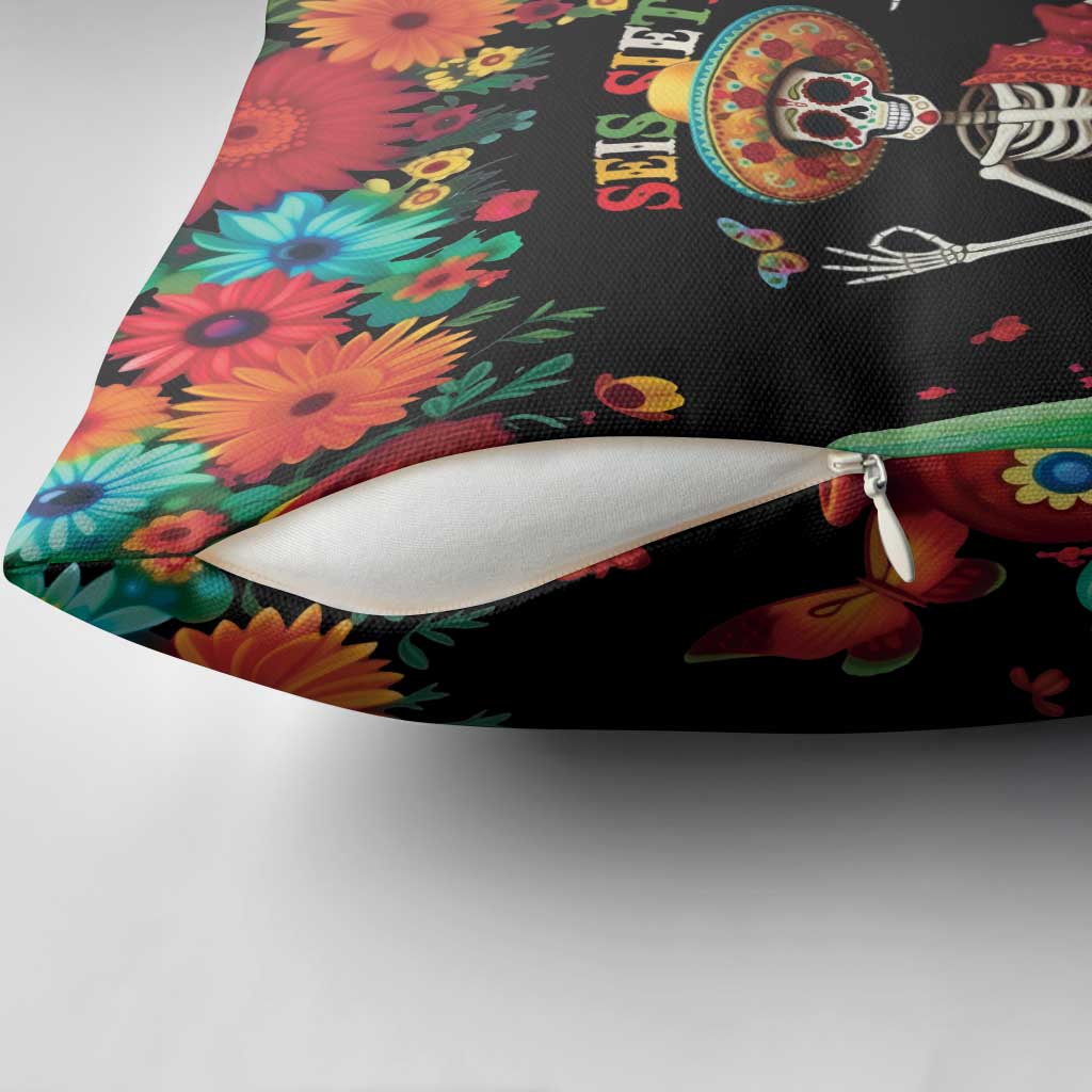 Seis Siete Dia de los Muertos Pillow Cover Mexican Funny 67 Calaca Skeleton Sombrero - Wonder Print Shop