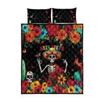 Seis Siete Dia de los Muertos Quilt Bed Set Mexican Funny 67 Calaca Skeleton Sombrero - Wonder Print Shop