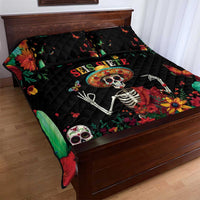 Seis Siete Dia de los Muertos Quilt Bed Set Mexican Funny 67 Calaca Skeleton Sombrero - Wonder Print Shop