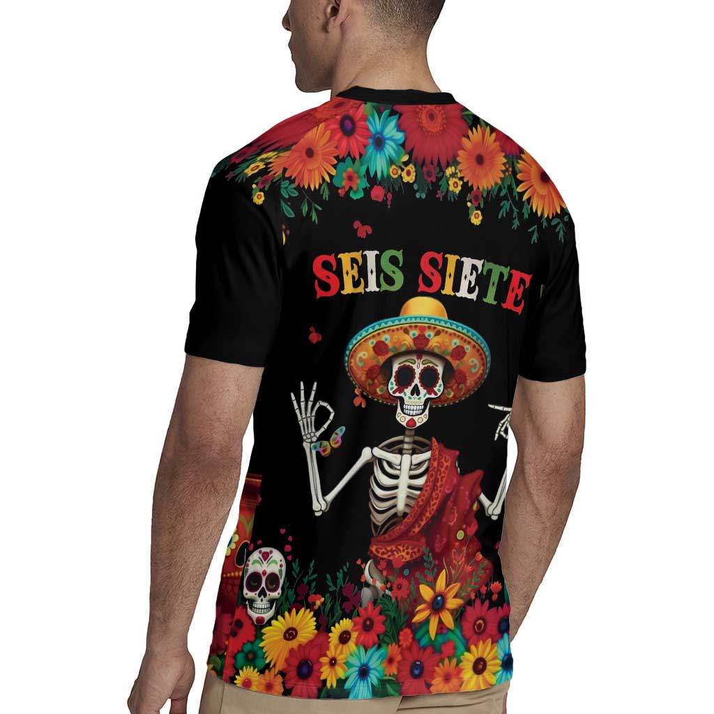 Seis Siete Dia de los Muertos Rugby Jersey Mexican Funny 67 Calaca Skeleton Sombrero - Wonder Print Shop