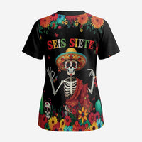 Seis Siete Dia de los Muertos Scrub Top Mexican Funny 67 Calaca Skeleton Sombrero - Wonder Print Shop