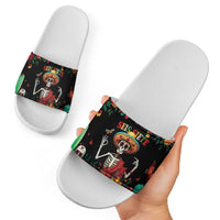 Seis Siete Dia de los Muertos Slide Sandals Mexican Funny 67 Calaca Skeleton Sombrero - Wonder Print Shop