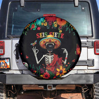 Seis Siete Dia de los Muertos Spare Tire Cover Mexican Funny 67 Calaca Skeleton Sombrero - Wonder Print Shop