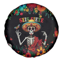 Seis Siete Dia de los Muertos Spare Tire Cover Mexican Funny 67 Calaca Skeleton Sombrero - Wonder Print Shop