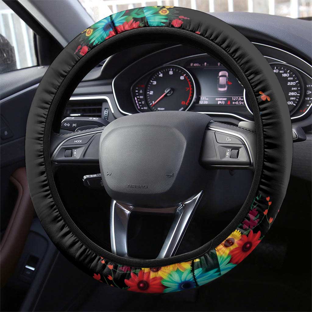 Seis Siete Dia de los Muertos Steering Wheel Cover Mexican Funny 67 Calaca Skeleton Sombrero - Wonder Print Shop