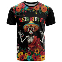 Seis Siete Dia de los Muertos T Shirt Mexican Funny 67 Calaca Skeleton Sombrero - Wonder Print Shop